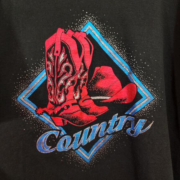 Fruit of the Loom Vintage single stitch sparkly Country graphic woman's size XL - Picture 7 of 10